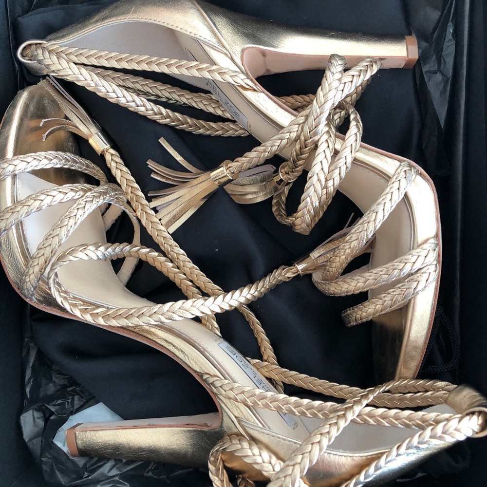 Gold leather heels